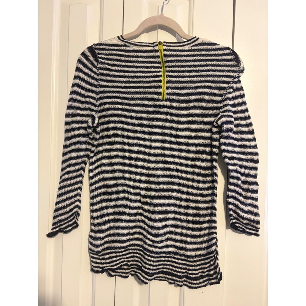HMR‎ striped knit sweater women's L navy white long sleeve scoop neck - Picture 7 of 8
